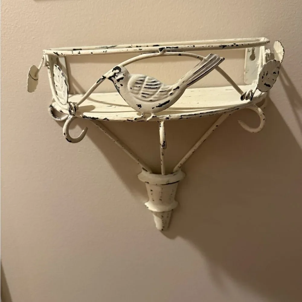 Cream Boho Bird half circle Metal Shelf Decorative Wall Shelf